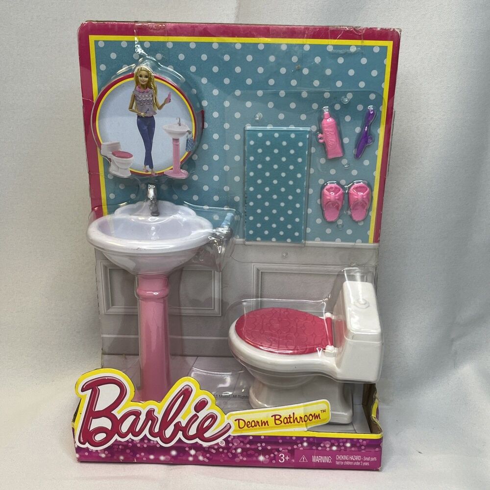 Mattel Barbie Dream Bathroom 2015 Doll Outfit Toilet Sink Playset
